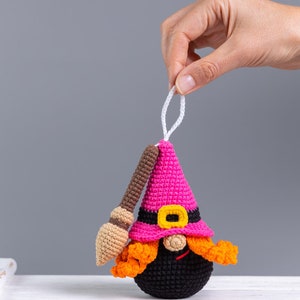 Halloween crochet keychain patterns bundle, Crochet pumpkin gnome, Crochet skull pattern, Crochet witch gnome, Crochet Halloween decor image 8