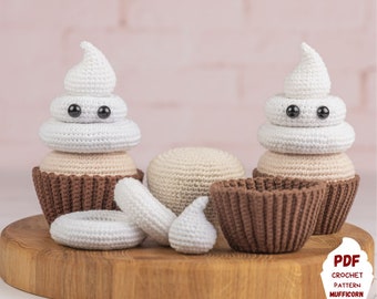 Halloween amigurumi pattern, Crochet ghost pattern, Halloween crochet pattern, Crochet cupcake pattern, Halloween crochet decorations