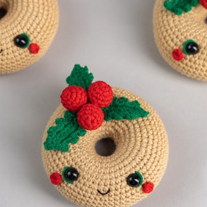 Crochet pattern Christmas donut, Christmas amigurumi food pattern, Crochet Christmas ornaments pattern, Crochet food pattern, Crochet decor image 3