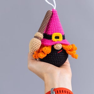 Halloween crochet keychain patterns bundle, Crochet pumpkin gnome, Crochet skull pattern, Crochet witch gnome, Crochet Halloween decor image 10