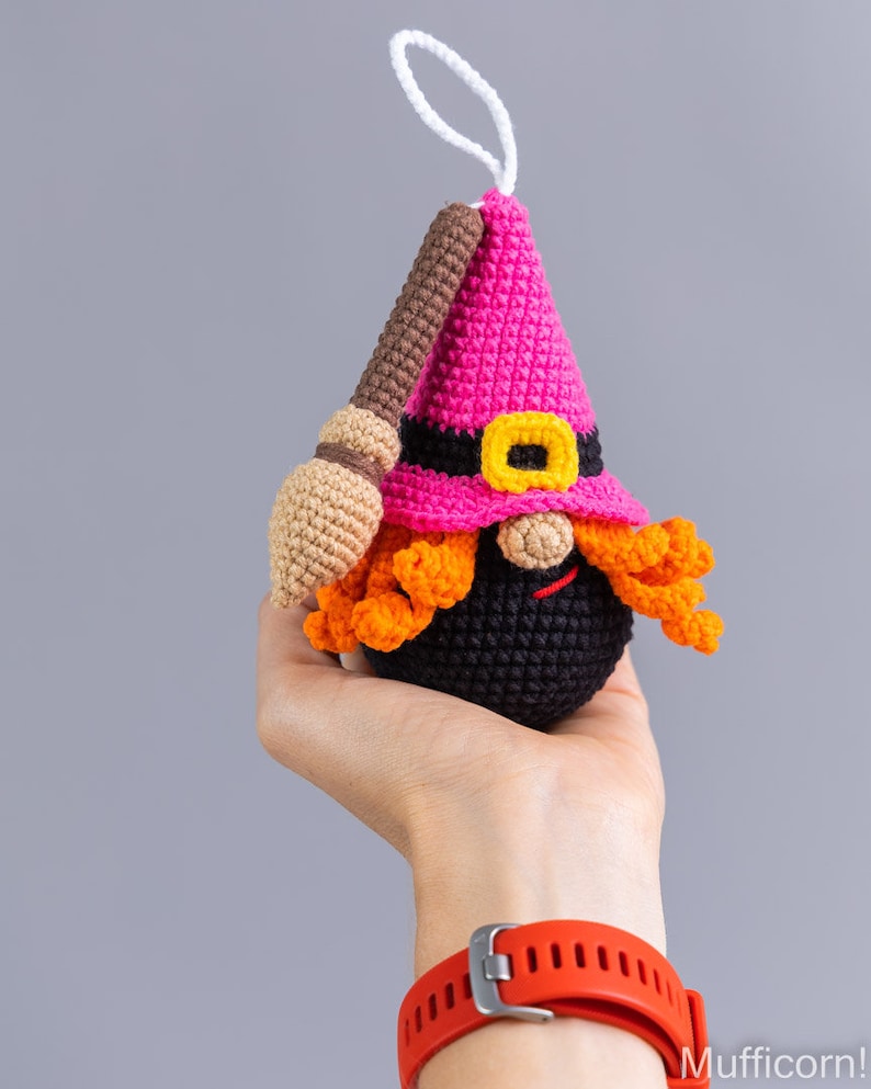 Halloween crochet keychain patterns bundle, Crochet pumpkin gnome, Crochet skull pattern, Crochet witch gnome, Crochet Halloween decor image 10