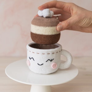 Crochet play food pattern: crochet mug and kawaii marshmallow crochet food pattern, Kawaii amigurumi food pattern, Cute amigurumi pattern image 8