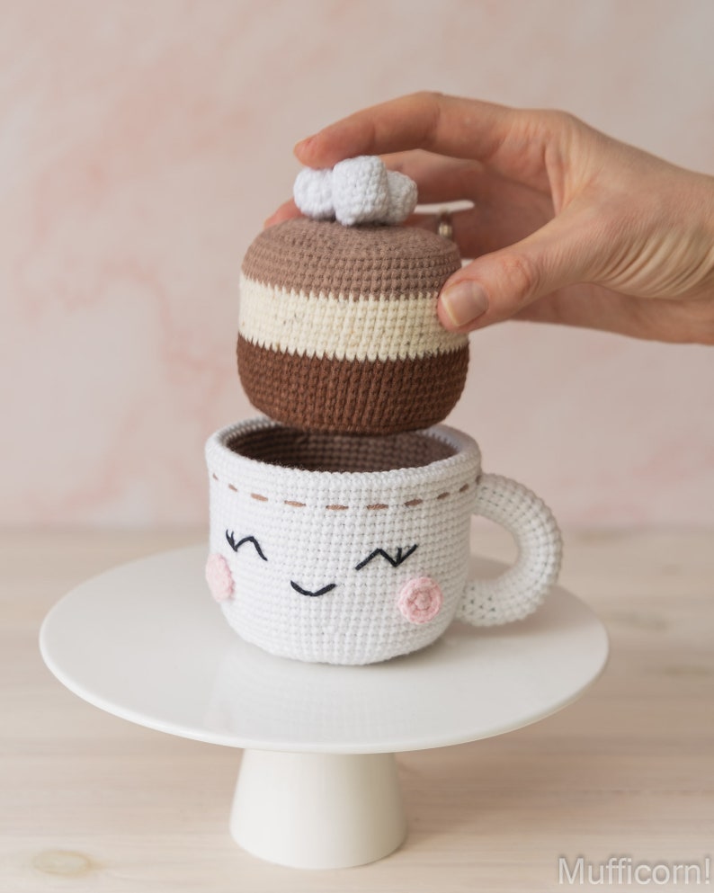 Crochet play food pattern: crochet mug and kawaii marshmallow crochet food pattern, Kawaii amigurumi food pattern, Cute amigurumi pattern image 8