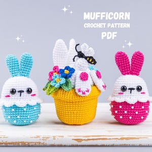 Crochet patterns bundle Easter bunny and bunny in the pot, Crochet animals Amigurumi pattern, Amigurumi bunny easy crochet patterns