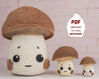 Mushroom crochet plush pattern, Crochet patterns Mushroom plush, Mushroom plushie amigurumi pattern, Kawaii amigurumi mushroom pillow pdf