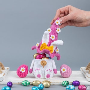 Modèles au crochet lapin de Pâques et oeuf au crochet, Modèle amigurumi lapin gnome au crochet et Modèle de décorations de Pâques au crochet image 8