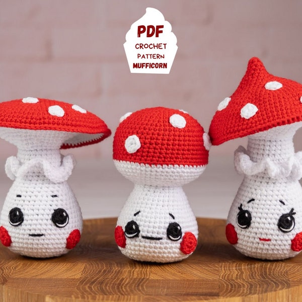 Amigurumi pattern bundle: Crochet mushrooms pattern, Kawaii amigurumi pattern, Crochet gifts for children, Crochet play food pattern