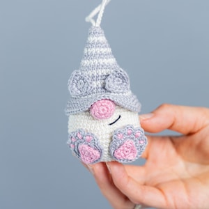 Modèle d'animaux au crochet, modèle de crochet de chat, modèle de porte-clés au crochet, gnome de chat de motifs au crochet, décor de porte-clés au crochet de chat Amigurumi image 6