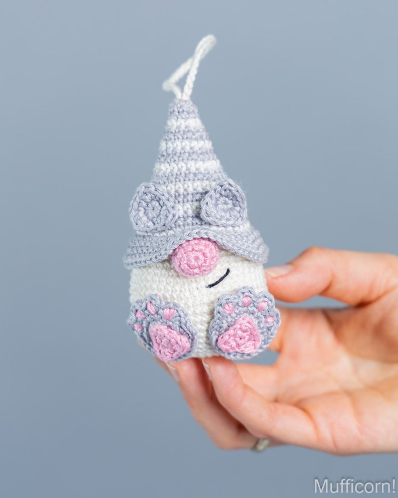 Modèle d'animaux au crochet, modèle de crochet de chat, modèle de porte-clés au crochet, gnome de chat de motifs au crochet, décor de porte-clés au crochet de chat Amigurumi image 6