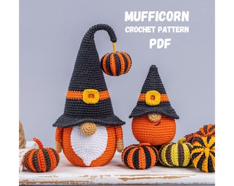 Crochet Halloween Pumpkin Gnomes Amigurumi Pattern (PDF Pattern) by Mufficorn