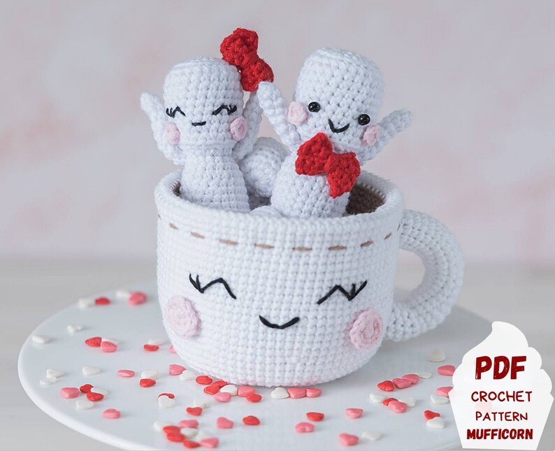 Crochet play food pattern: crochet mug and kawaii marshmallow crochet food pattern, Kawaii amigurumi food pattern, Cute amigurumi pattern image 5