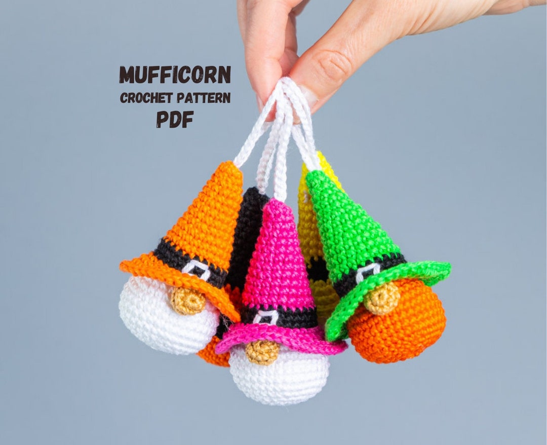 Crochet Patterns Gnome Keychains With Witch Hat, Crochet Halloween