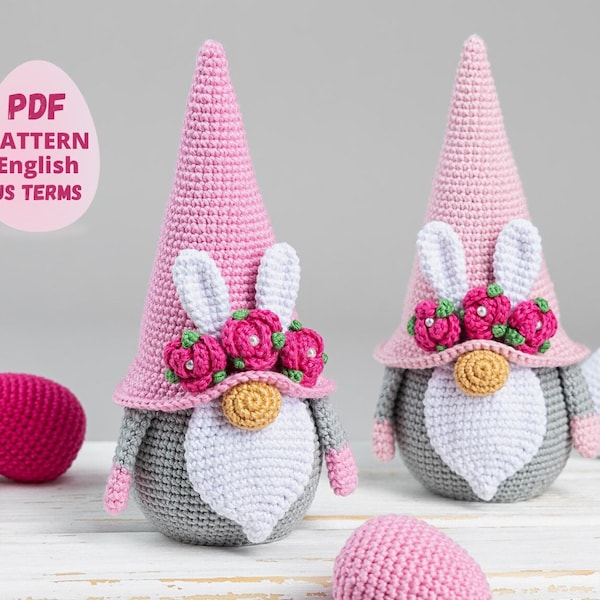 Crochet patterns Easter bunny and crochet egg pattern, Crochet gnome amigurumi pattern, Crochet Easter gnomes patterns, Crochet Easter decor
