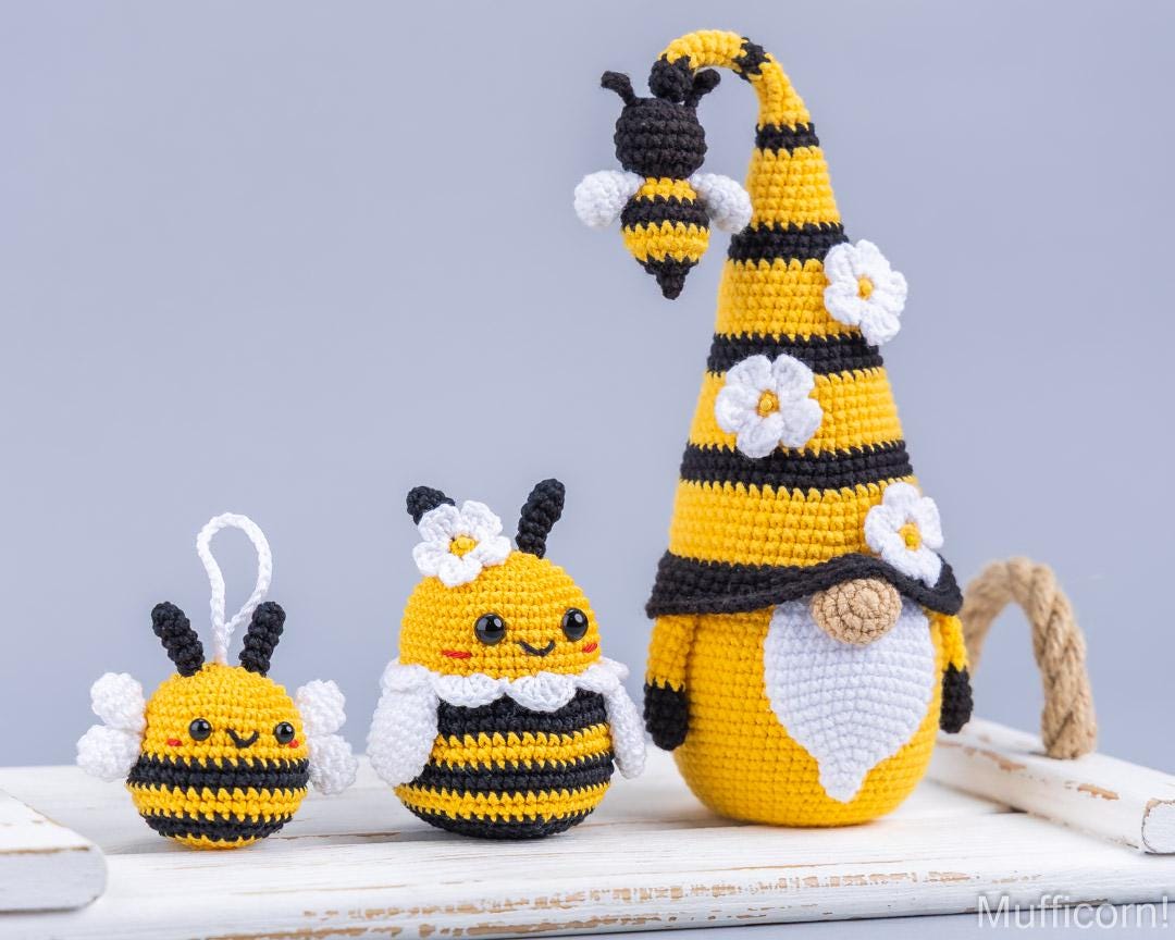 Handmade Crochet Sunflower Bee - Mini Cute Plush With Positive Card, Gift For Women, Friends, Emotional Support - View #8