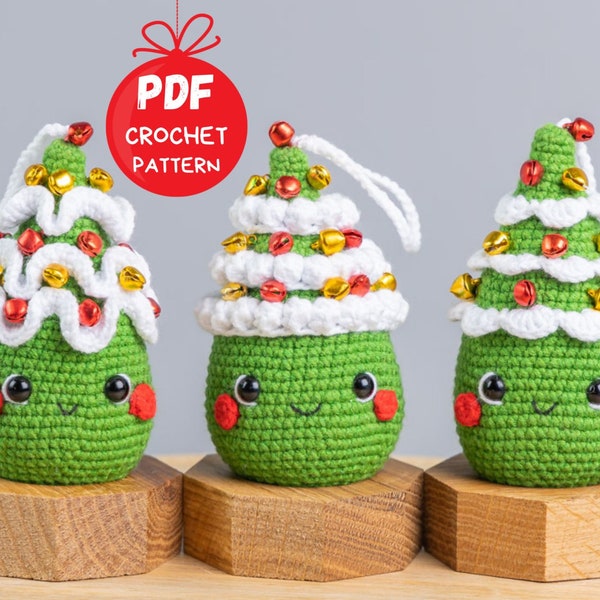 Modèles au crochet Ornements d'arbre de Noël, Modèles d'amigurumi au crochet, Porte-clés d'arbre de Noël au crochet, Motif d'amigurumi d'arbres de Noël