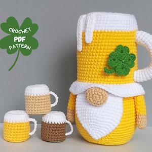 Crochet patterns Beer Leprechaun gnome, St Patricks day crochet gnomes amigurumi patterns, Fathers day crochet gift pattern image 10