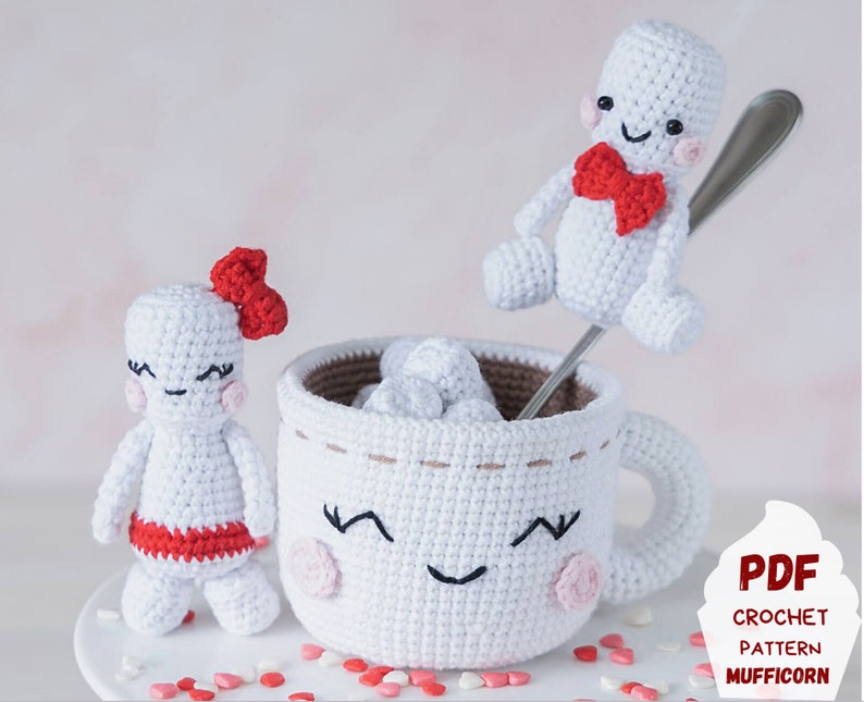 Crochet play food pattern: crochet mug and kawaii marshmallow crochet food pattern, Kawaii amigurumi food pattern, Cute amigurumi pattern image 4