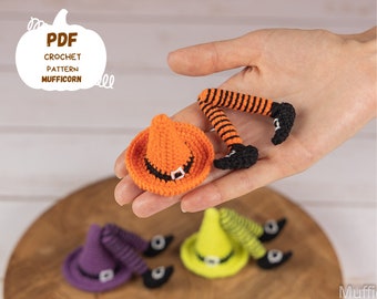 Halloween crochet pattern, Crochet witch hat pattern, Crochet keychain pattern, Crochet Halloween decorations