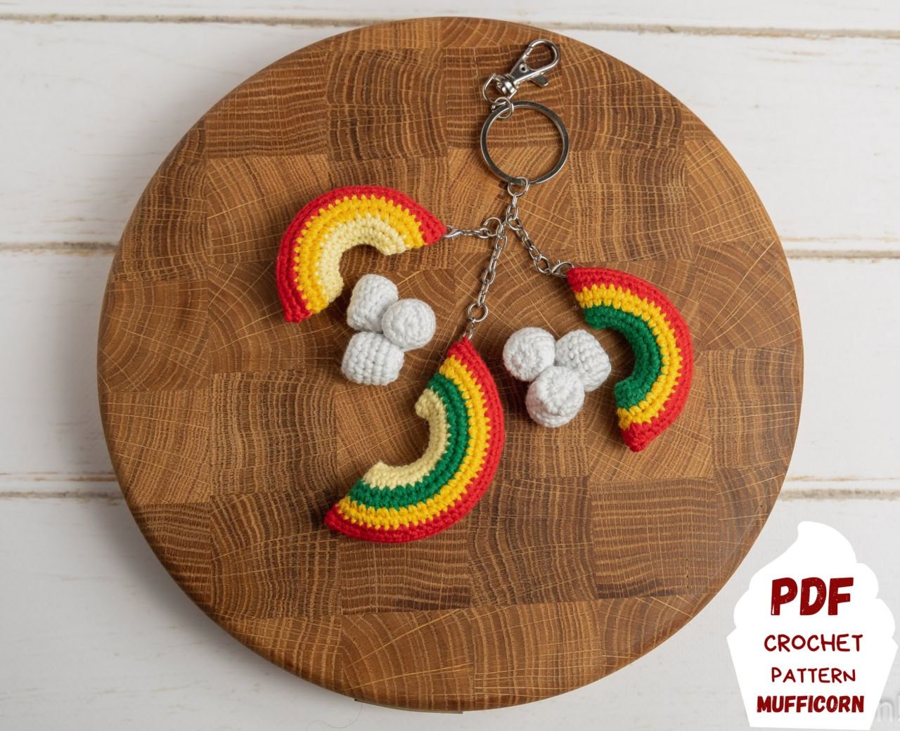 Rainbow crochet keychain pattern Cute keyring pattern Etsy