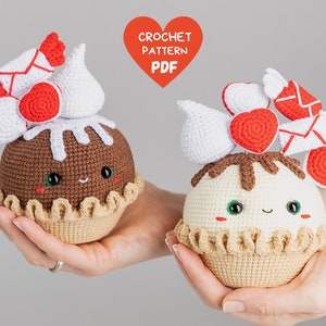 Crochet pattern Valentine pie, Cochet food pattern, Valentine day amigurumi pattern, Crochet Valentine gift pattern, Crochet cupcake pattern