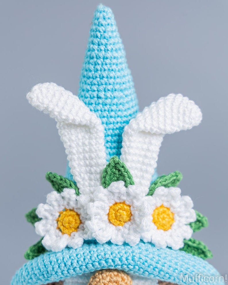 Crochet patterns Easter bunny with crochet flowers, Crochet bunny amigurumi pattern, Crochet Easter gnomes patterns, Crochet Easter gift image 7