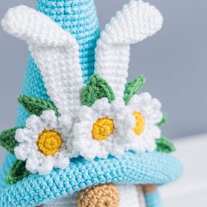 Crochet patterns Easter bunny with crochet flowers, Crochet bunny amigurumi pattern, Crochet Easter gnomes patterns, Crochet Easter gift image 6