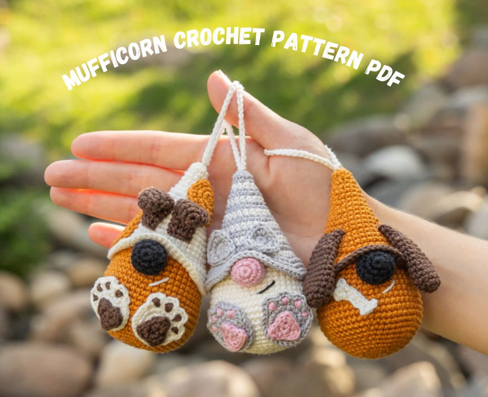 Crochet animals patterns, Crochet keychains dog and crochet cat, Crochet gnomes patterns, Crochet dog mom gift, Amigurumi patterns animals