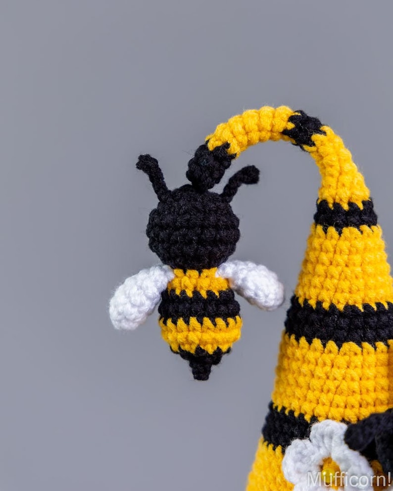 Crochet patterns bundle Gnome with Bee and pot of honey, Crochet bee pattern, Gnome amigurumi pattern, Crochet gnome with crochet flowers image 8