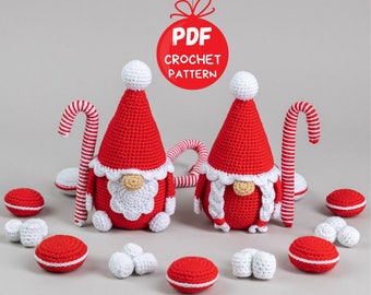 Crochet patterns gnomes and crochet food pattern, Christmas amigurumi food pattern, Winter crochet gnomes patterns, Crochet holiday decor