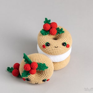 Crochet pattern Christmas donut, Christmas amigurumi food pattern, Crochet Christmas ornaments pattern, Crochet food pattern, Crochet decor image 10