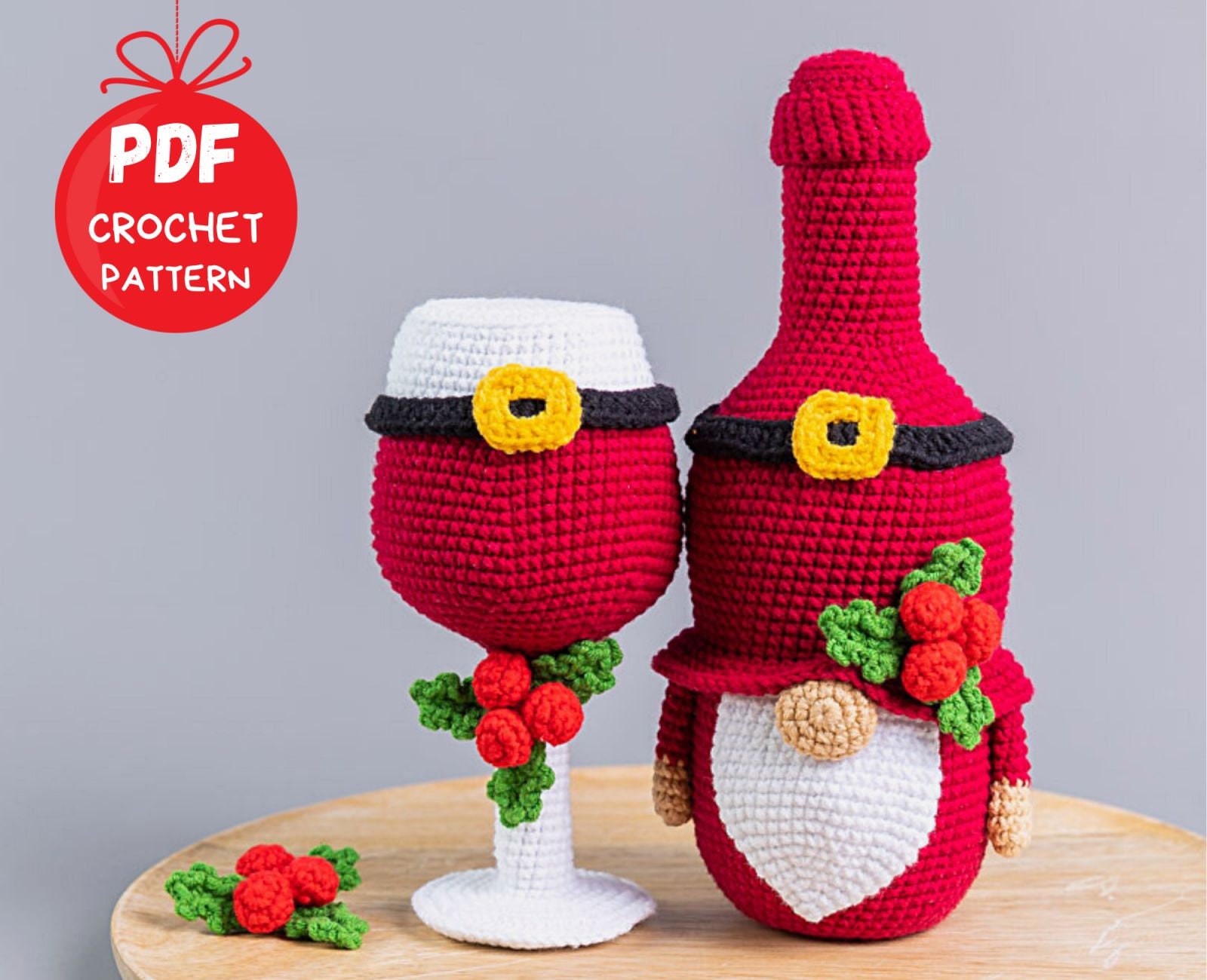 39 Christmas Gnome Crochet Patterns for Cozy Holiday Decorating 23 Crochet patterns Christmas gnome bottle and glass