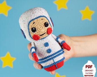 Crochet astronaut toy pdf doll pattern, Crochet boy doll amigurumi astronaut, Spaceman kawaii amigurumi pattern, Space birthday decor