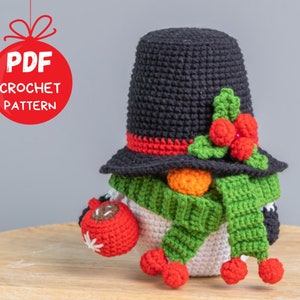 Crochet patterns Christmas Snowman gnome, Christmas amigurumi gnome pattern, Christmas crochet gnomes pattern, Crochet winter gnome pattern