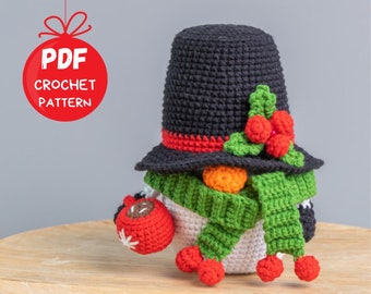 Crochet patterns Christmas Snowman gnome, Christmas amigurumi gnome pattern, Christmas crochet gnomes pattern, Crochet winter gnome pattern