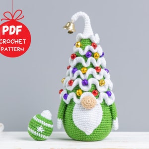 Crochet patterns Christmas tree gnome with Christmas ornements, Christmas amigurumi gnome pattern, Christmas crochet gnome pattern image 10