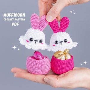 Crochet pattern Easter bunny Egg cozy & Candy bowl, Crochet animals Amigurumi pattern, Amigurumi bunny easy crochet patterns, Easter crochet