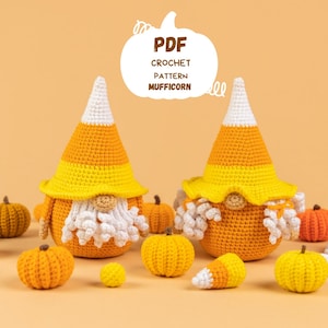 Crochet patterns: Halloween crochet gnome and crochet pumpkin pattern, Crochet gnome amigurumi pattern and crocheted pumpkin decor