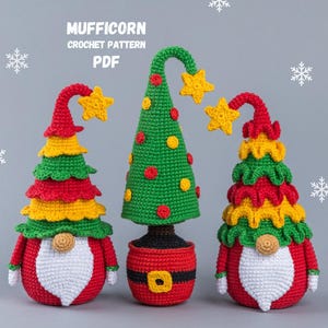 Crochet patterns Christmas tree & crochet gnomes Christmas amigurumi gnome patterns Crochet holiday gnome pattern Christmas crochet ornament