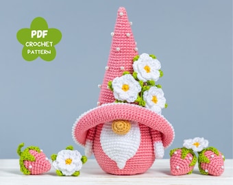Crochet patterns Flower Gnome, Crochet flower gnome pattern, Birthday Gnome amigurumi pattern, Garden gnome crochet pattern, Gnome ornaments
