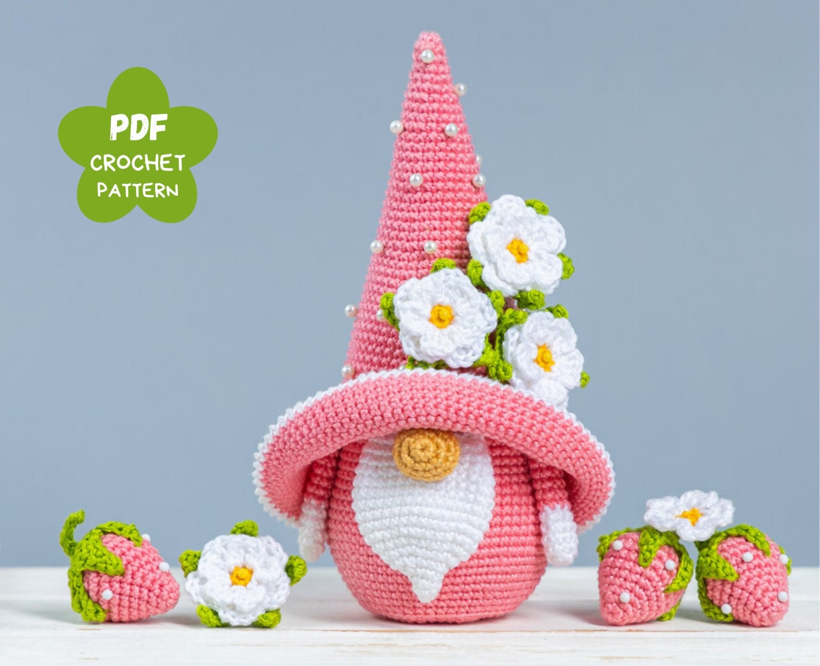 Crochet Patterns Flower Gnome Crochet Flower Gnome Pattern Etsy UK