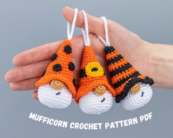 Crochet patterns Halloween keychains, Crochet Halloween gnome keychain pattern, Halloween gnome amigurumi pattern, Crochet fall decor