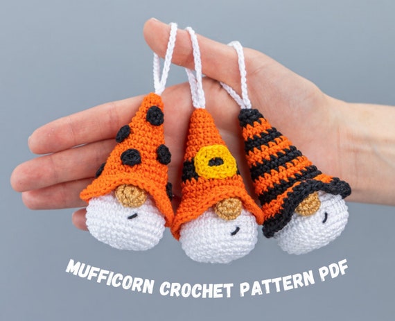 Crochet patterns Halloween keychains, Crochet Halloween gnome keychain pattern, Halloween gnome amigurumi pattern, Crochet fall decor