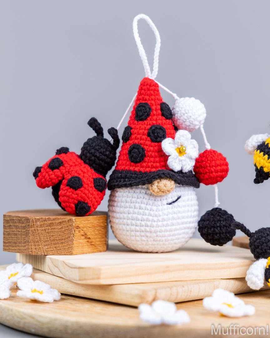 Crochet Ladybug Keychain Pattern Crochet Patterns Gnome and Etsy