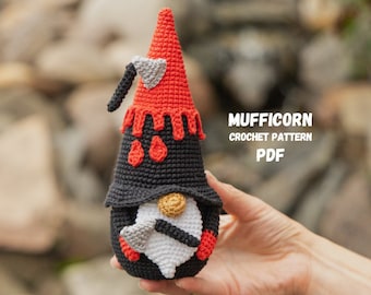 Crochet patterns Halloween gnome, Halloween Gnome amigurumi pattern, Crochet Halloween decor, Crochet Halloween ornament pattern
