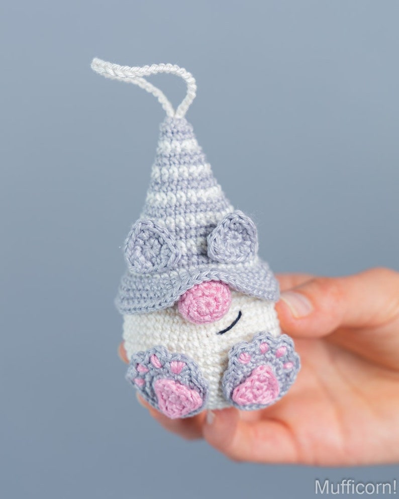 Modèle d'animaux au crochet, modèle de crochet de chat, modèle de porte-clés au crochet, gnome de chat de motifs au crochet, décor de porte-clés au crochet de chat Amigurumi image 8