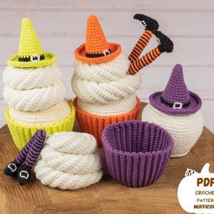Crochet pattern, Halloween crochet cupcake pattern, Amigurumi food pattern, Crochet witch hat pattern, Crochet food pattern, Fall crochet