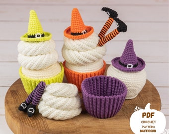 Crochet pattern, Halloween crochet cupcake pattern, Amigurumi food pattern, Crochet witch hat pattern, Crochet food pattern, Fall crochet