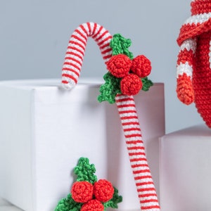 Crochet patterns Christmas gnome with candy cane, Christmas amigurumi gnome pattern, Crochet ornaments, Christmas crochet gnome pattern image 7