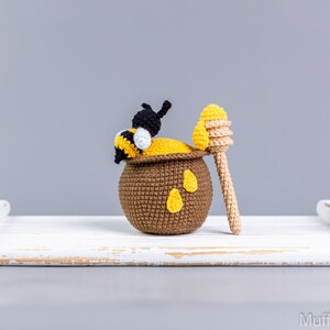 Crochet patterns bundle Gnome with Bee and pot of honey, Crochet bee pattern, Gnome amigurumi pattern, Crochet gnome with crochet flowers image 2