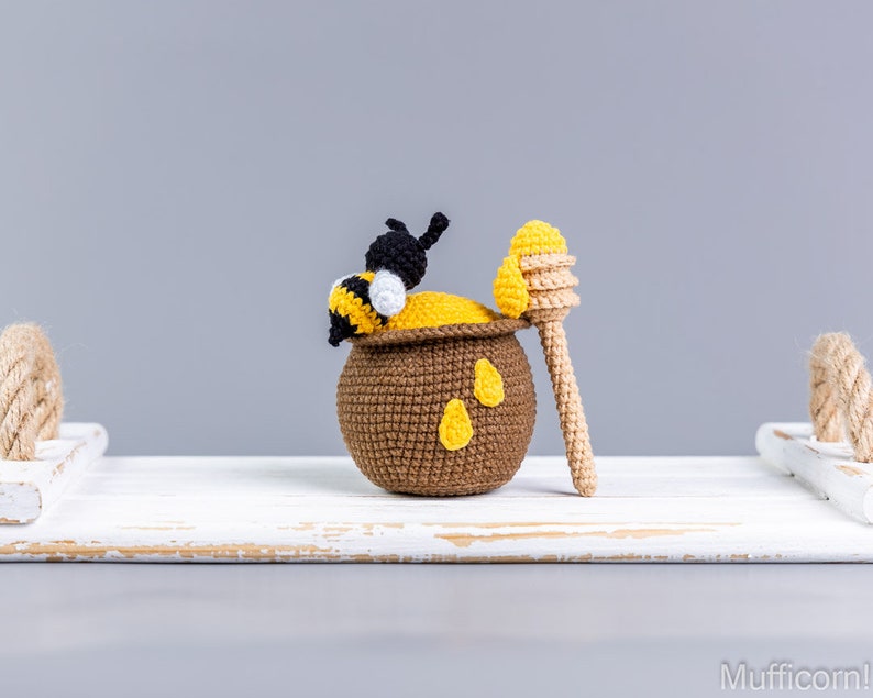 Crochet patterns bundle Gnome with Bee and pot of honey, Crochet bee pattern, Gnome amigurumi pattern, Crochet gnome with crochet flowers image 2